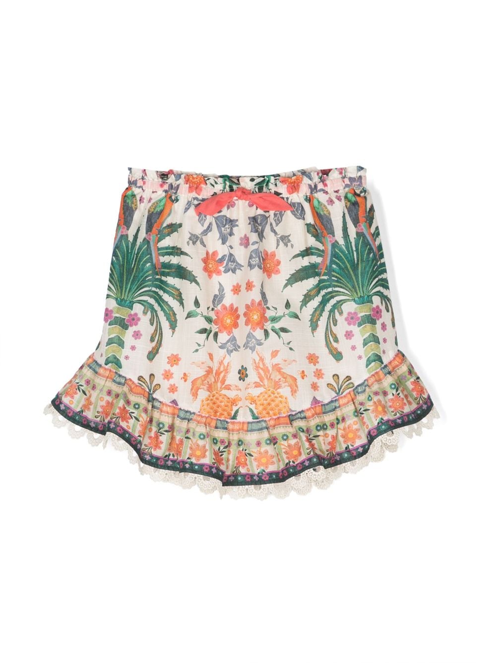 ZIMMERMANN Kids Tropical-print cotton skirt - Neutrals von ZIMMERMANN Kids