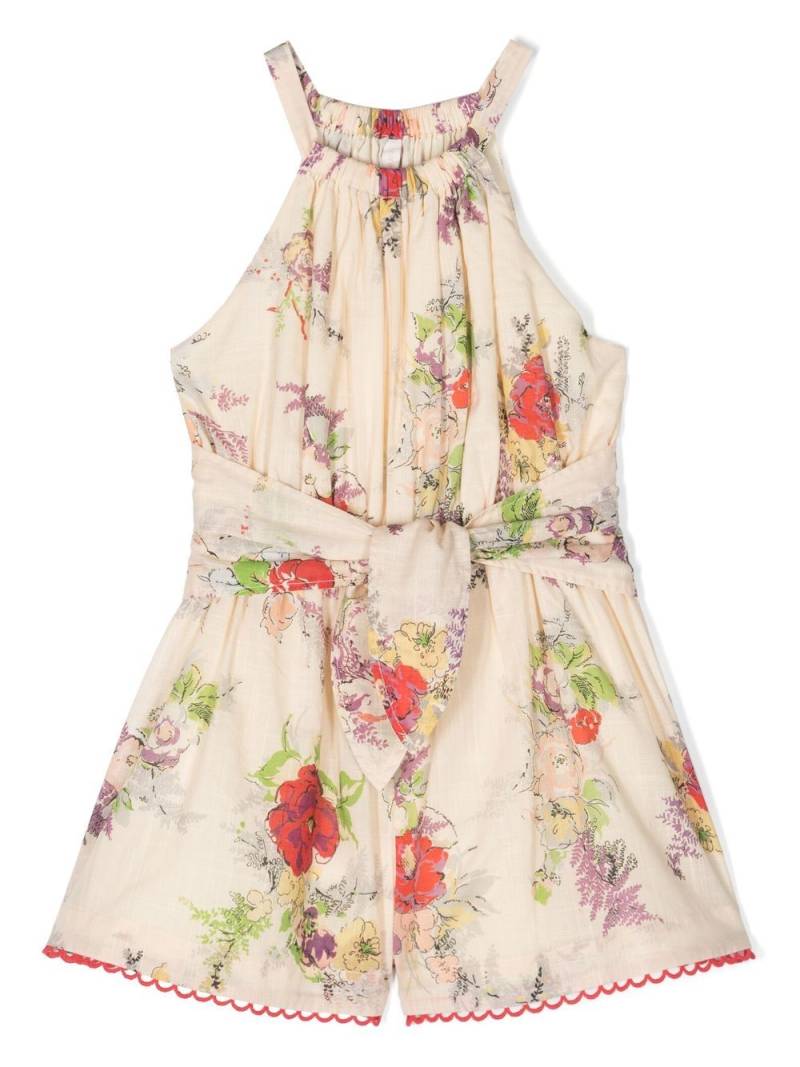 ZIMMERMANN Kids floral-print halterneck playsuit - Neutrals von ZIMMERMANN Kids