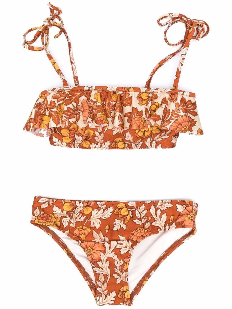 ZIMMERMANN Kids floral-print ruffled bikini set - Orange von ZIMMERMANN Kids