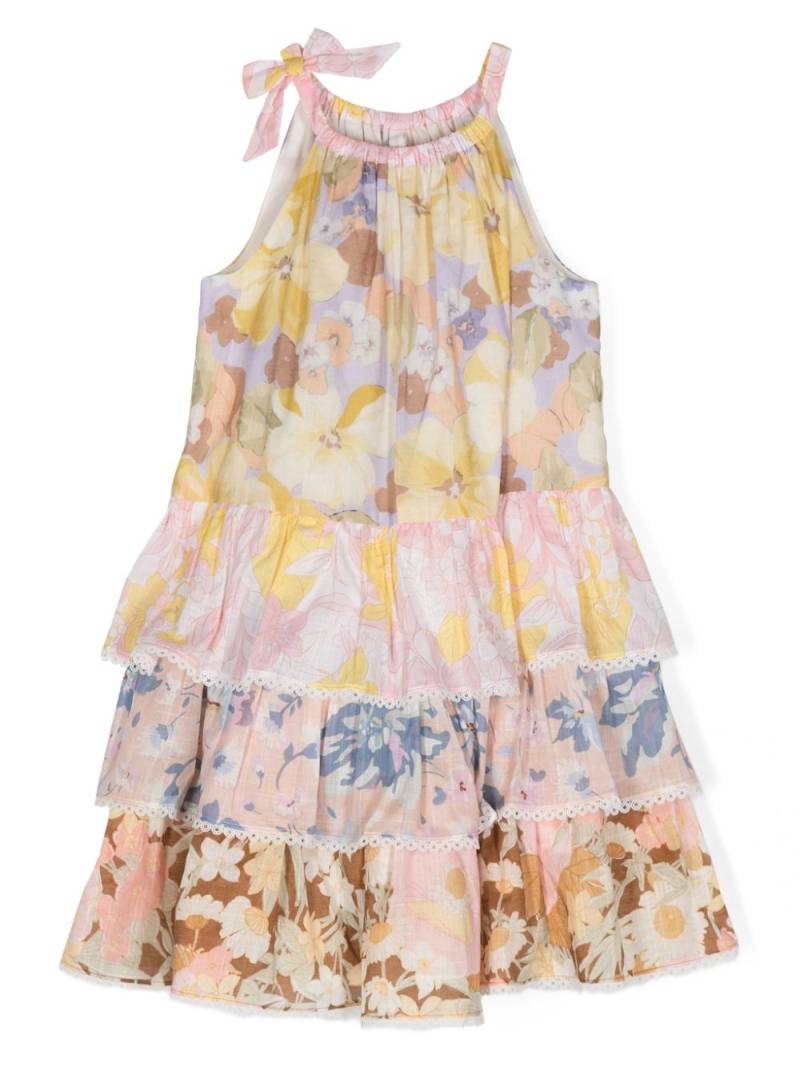 ZIMMERMANN Kids floral tiered cotton dress - Yellow von ZIMMERMANN Kids