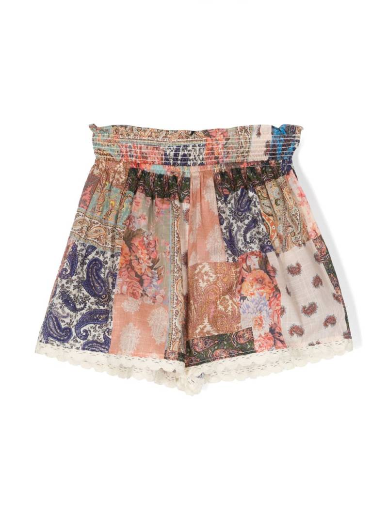 ZIMMERMANN Kids paisley-patchwork cotton shorts - Pink von ZIMMERMANN Kids