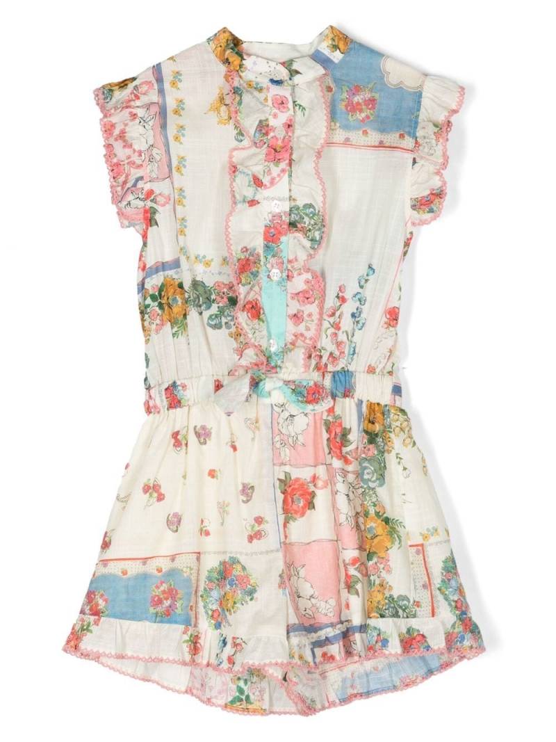 ZIMMERMANN Kids patchwork-detail playsuit - White von ZIMMERMANN Kids