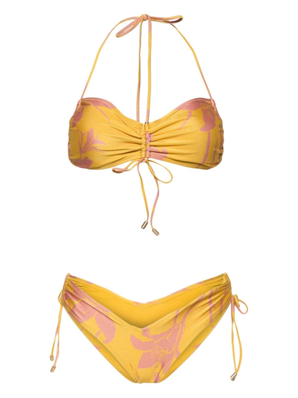 ZIMMERMANN Acadian ruched-side bikini set - Yellow von ZIMMERMANN