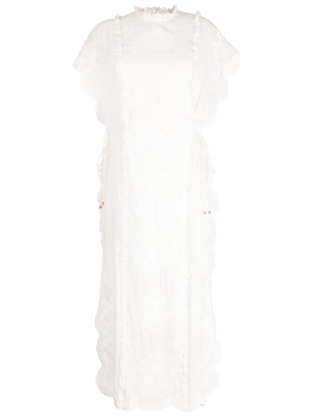 ZIMMERMANN Alight floral-embroidered cotton midi dress - White von ZIMMERMANN