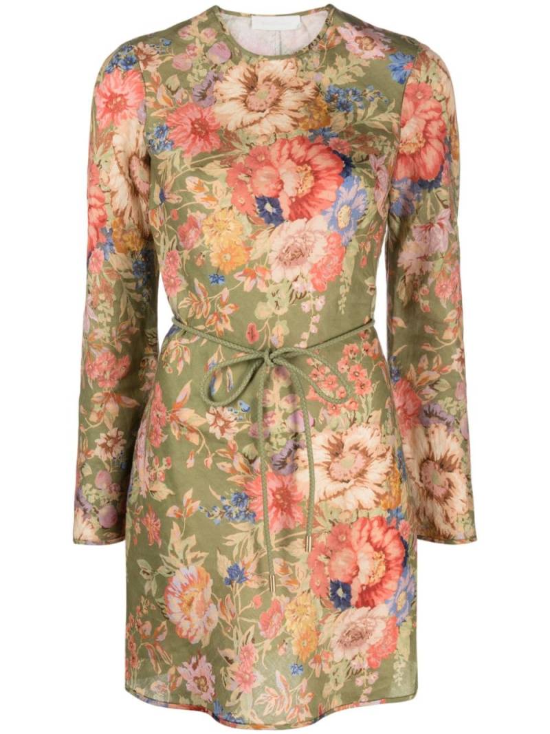 ZIMMERMANN August floral-print linen minidress - Green von ZIMMERMANN