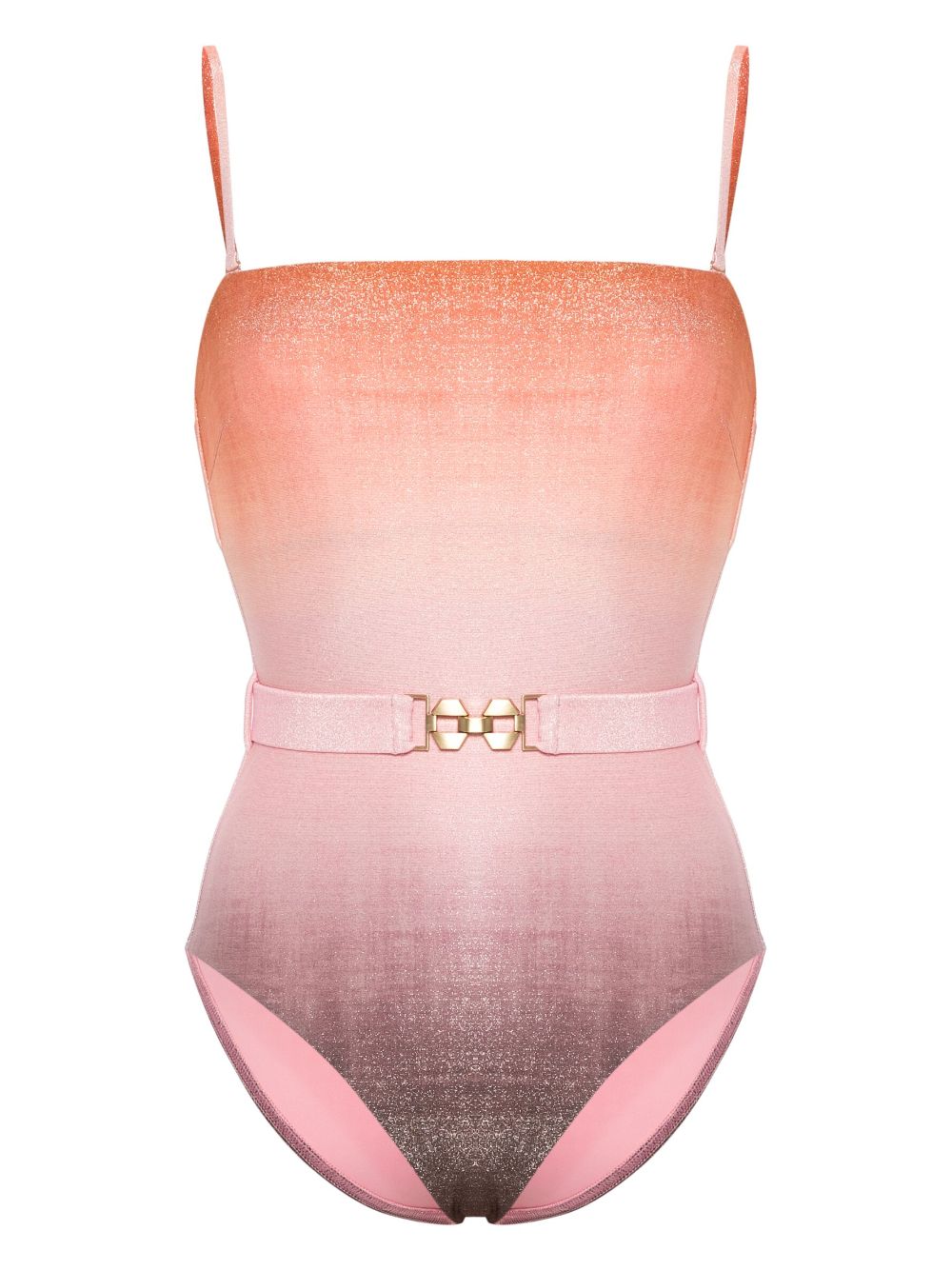 ZIMMERMANN Golden Metallic Bandeau belted swimsuit - Pink von ZIMMERMANN