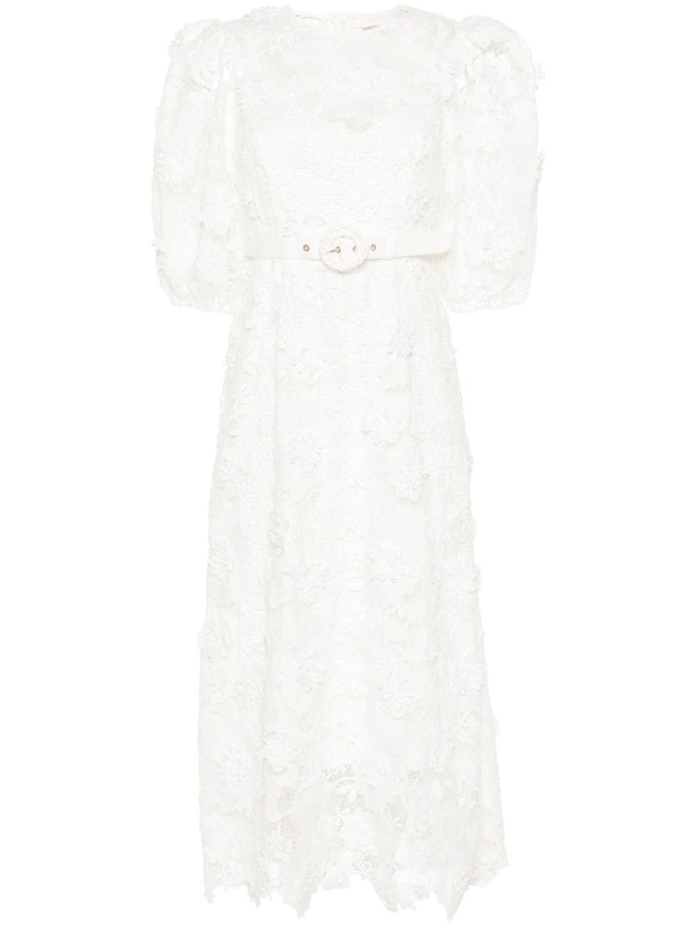 ZIMMERMANN Halliday Lace Flower midi dress - White von ZIMMERMANN