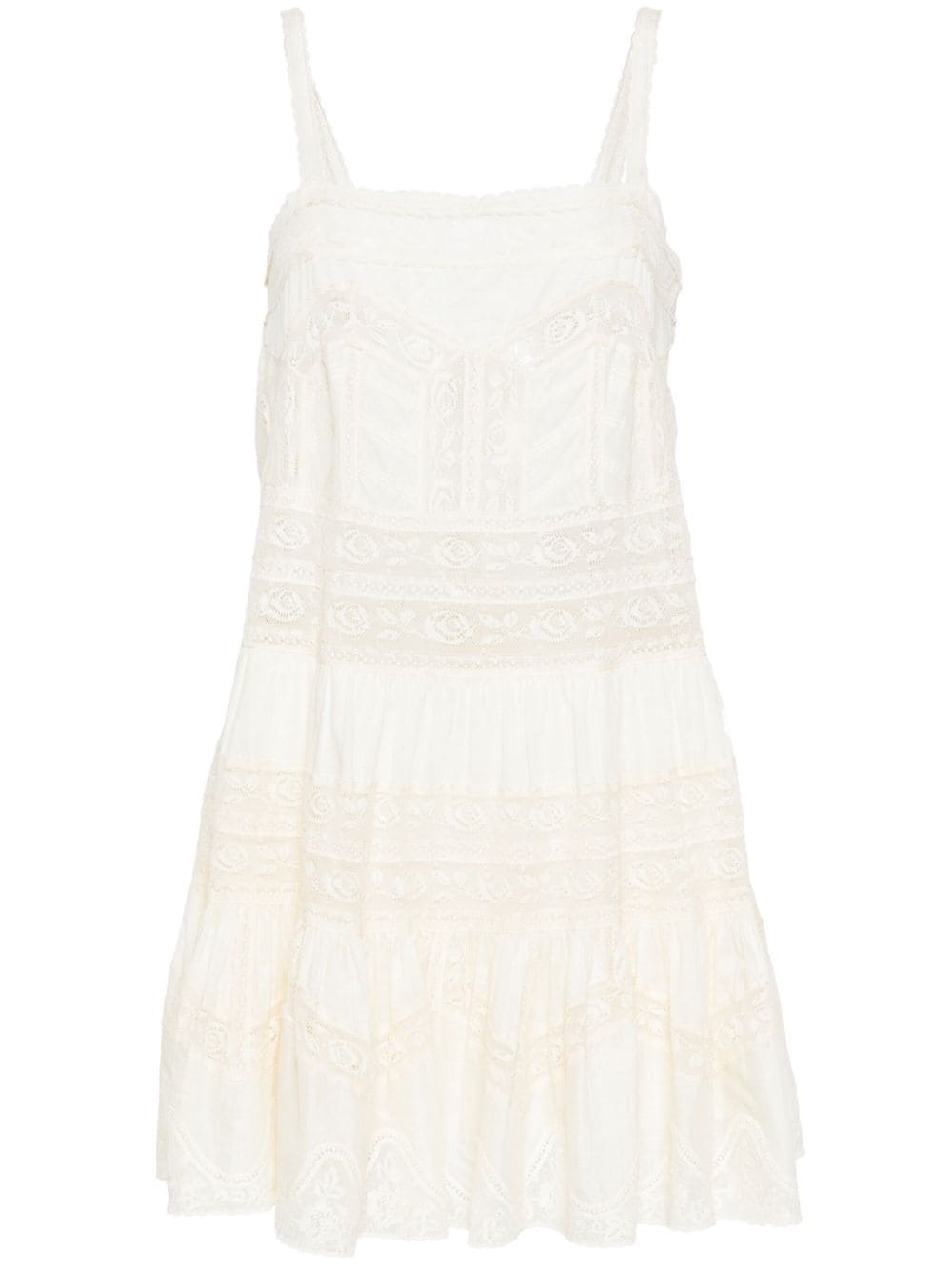 ZIMMERMANN Halliday Lace Trim mini dress - Neutrals von ZIMMERMANN