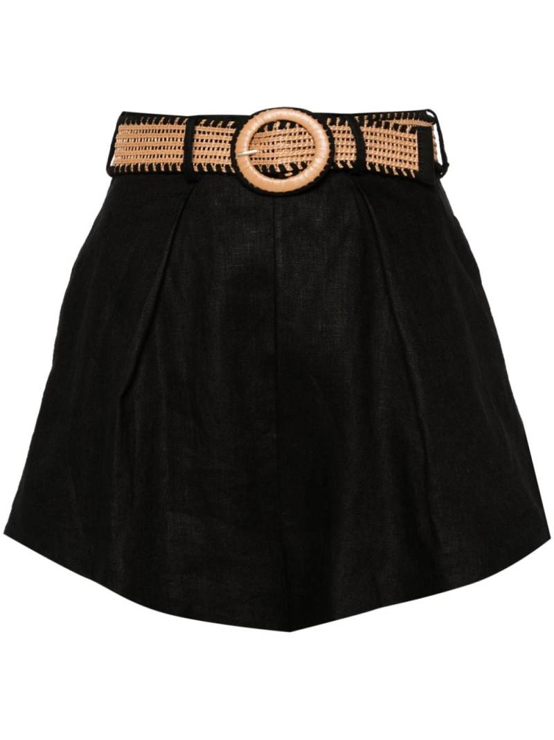 ZIMMERMANN Halliday Tuck linen shorts - Black von ZIMMERMANN