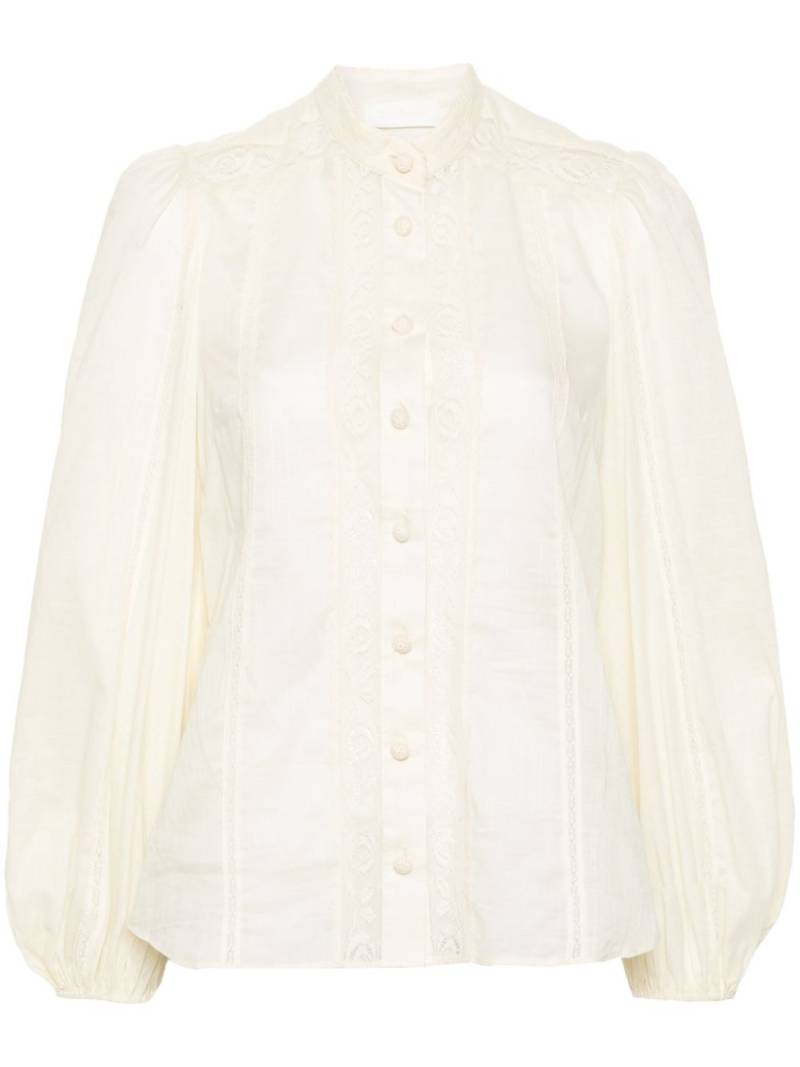 ZIMMERMANN Halliday lace-trim cotton shirt - Neutrals von ZIMMERMANN