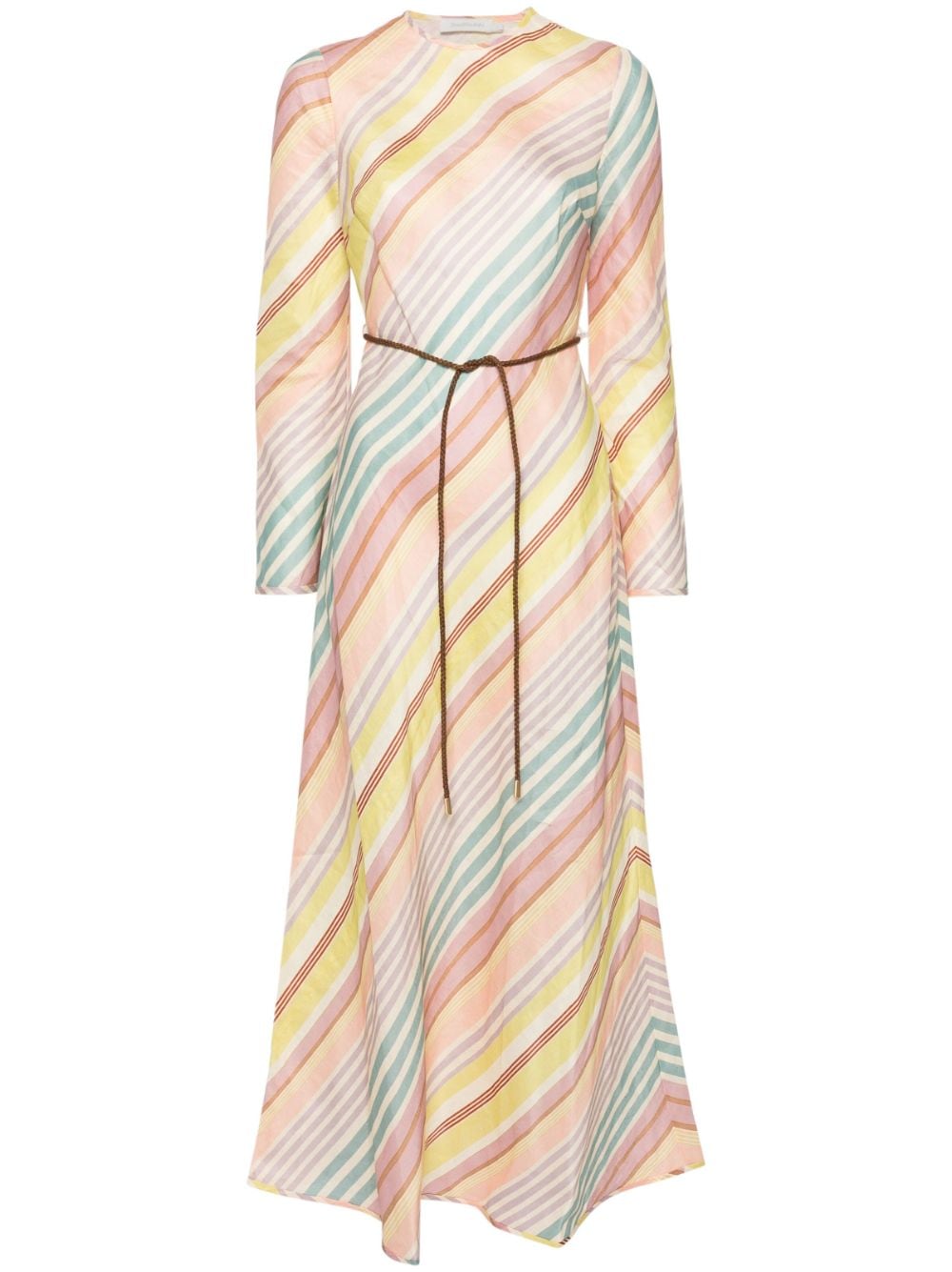 ZIMMERMANN Halliday striped midi dress - Neutrals von ZIMMERMANN