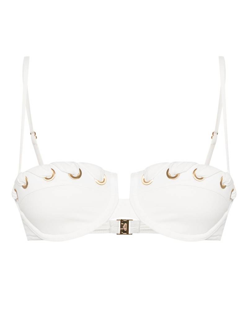 ZIMMERMANN Halliday whipstitch-trim bikini top - White von ZIMMERMANN