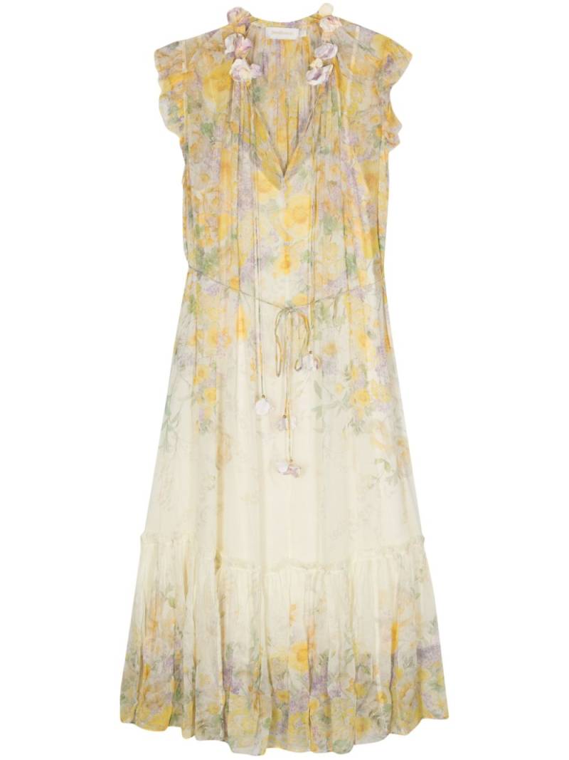 ZIMMERMANN Harmony floral-appliqué dress - Yellow von ZIMMERMANN