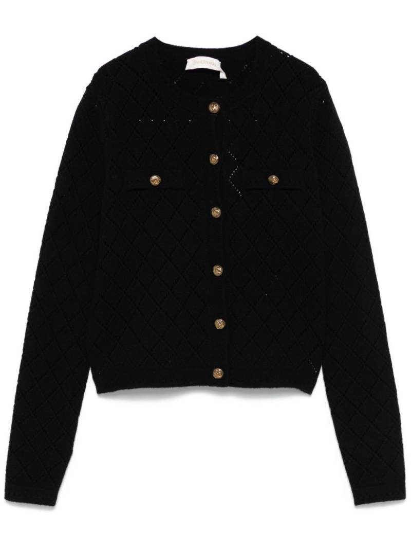 ZIMMERMANN Illustration Pointelle cardigan - Black von ZIMMERMANN