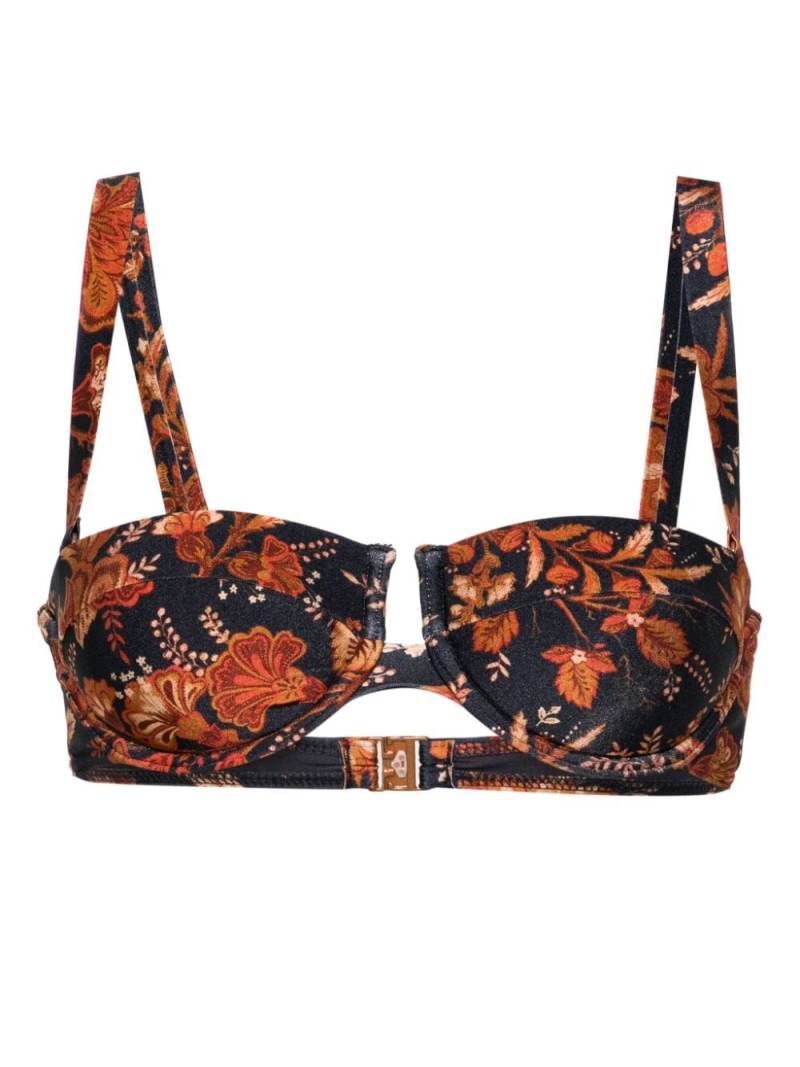 ZIMMERMANN Junie floral-print balconette bra - Blue von ZIMMERMANN