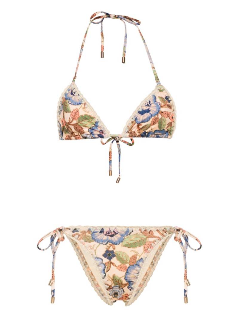 ZIMMERMANN Junie floral-print bikini set - Neutrals von ZIMMERMANN