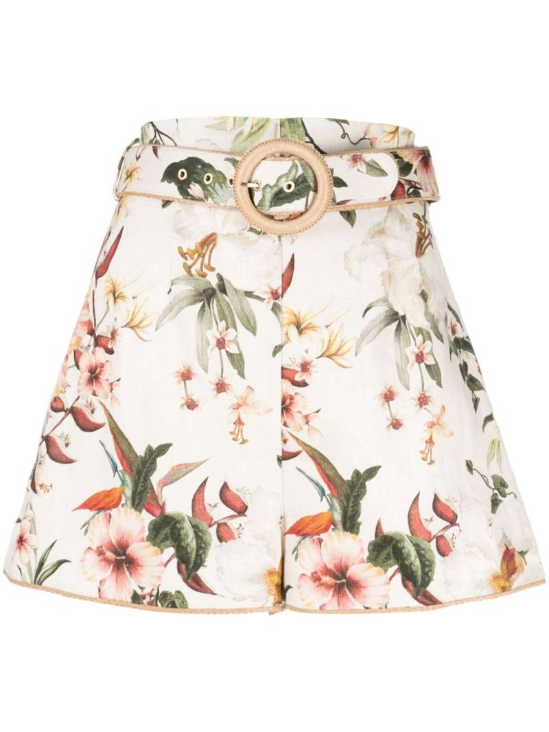 ZIMMERMANN Lexi floral-print linen shorts - Neutrals von ZIMMERMANN