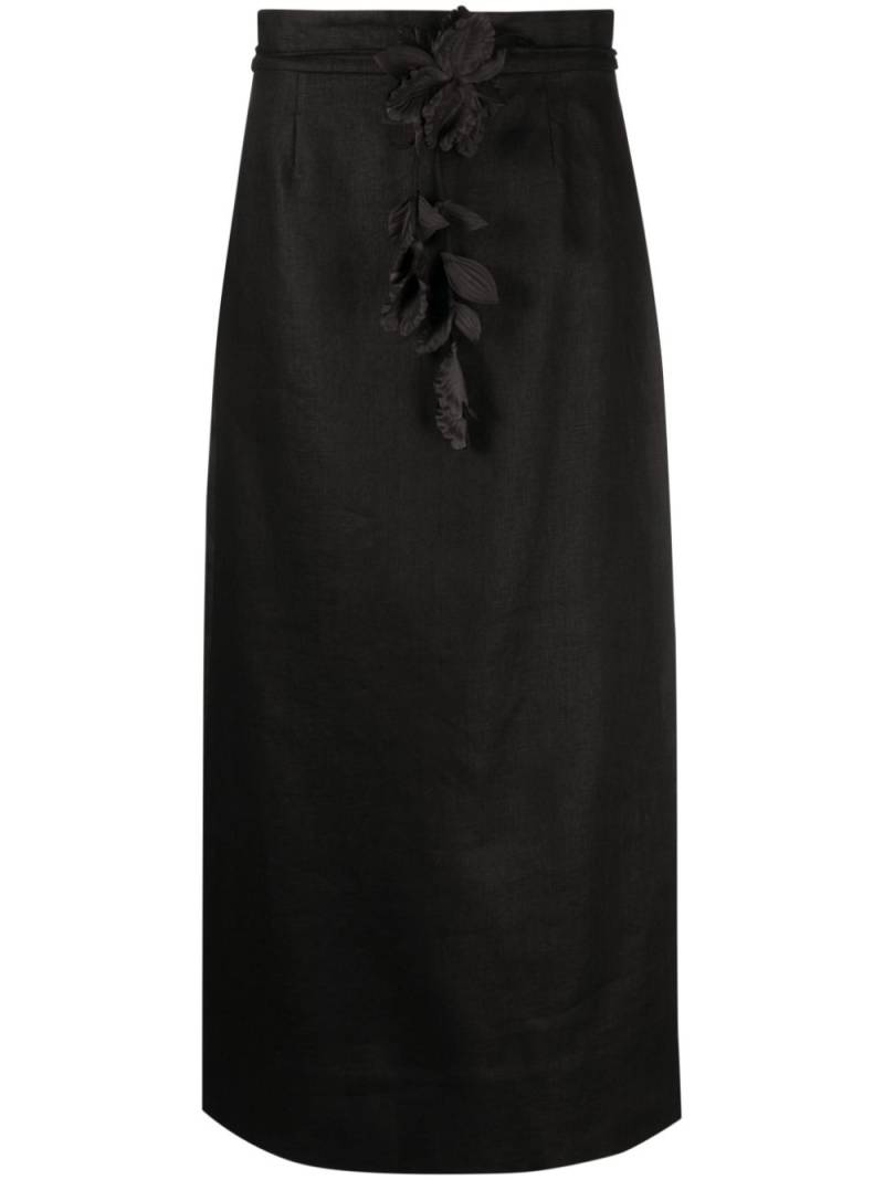 ZIMMERMANN Luminosity pencil midi skirt - Black von ZIMMERMANN