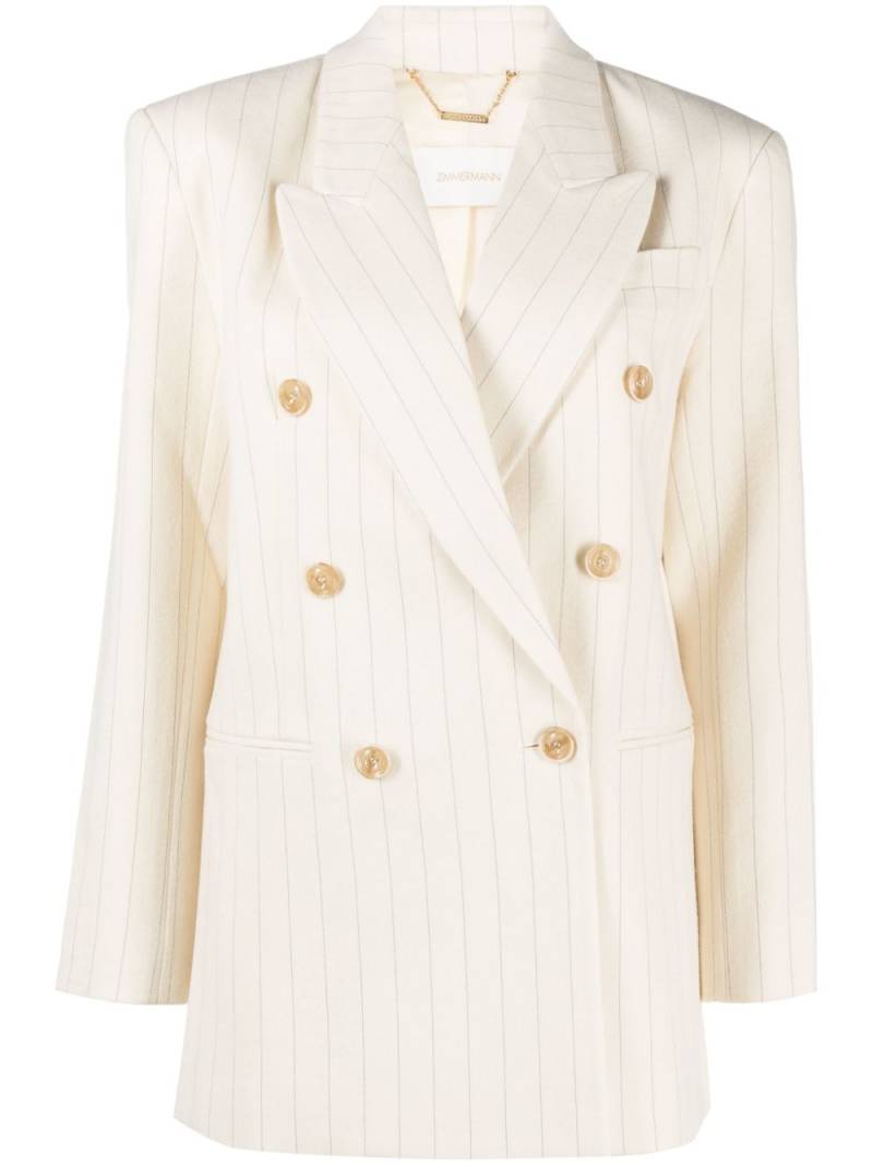 ZIMMERMANN Luminosity pinstriped double-breasted blazer - Neutrals von ZIMMERMANN