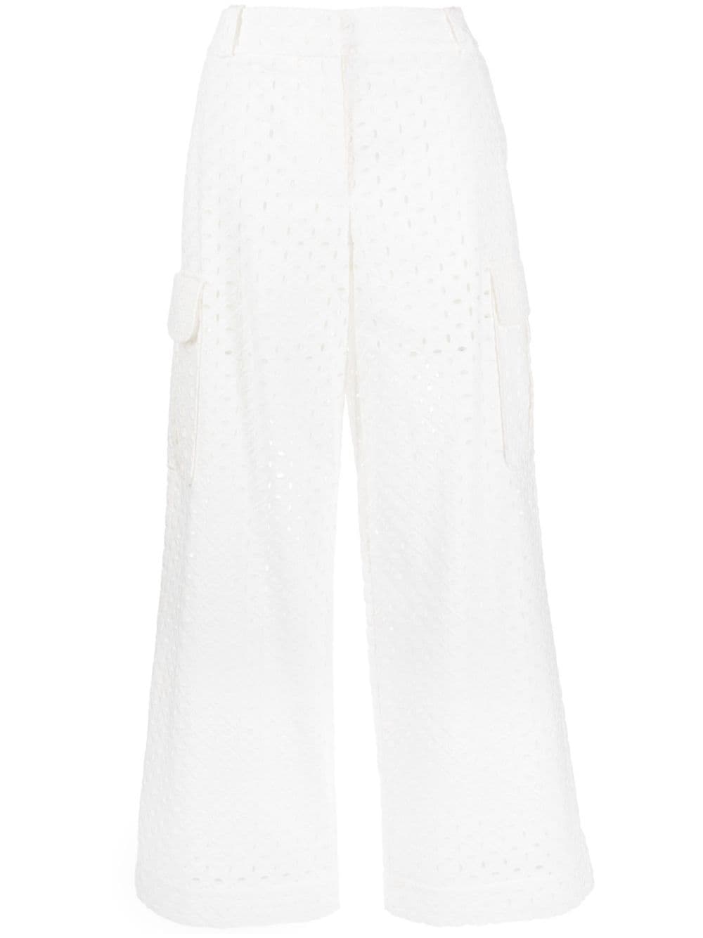 ZIMMERMANN Matchmaker Anglaise cotton trousers - White von ZIMMERMANN