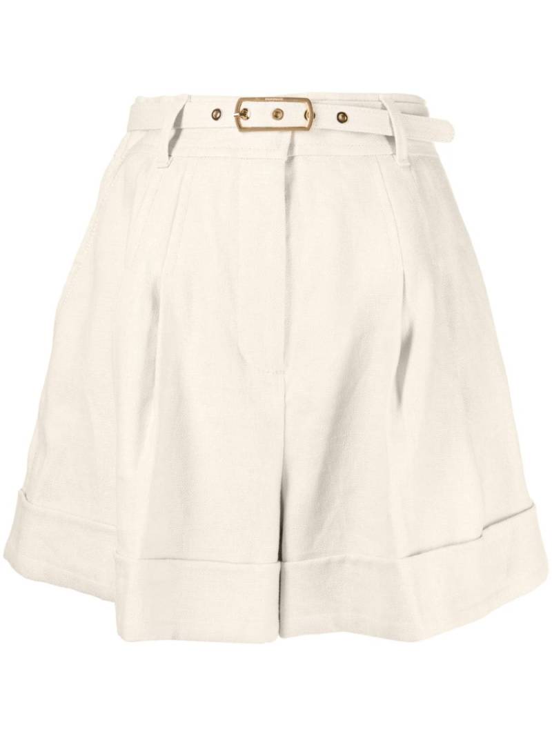 ZIMMERMANN Matchmaker belted linen tailored shorts - White von ZIMMERMANN