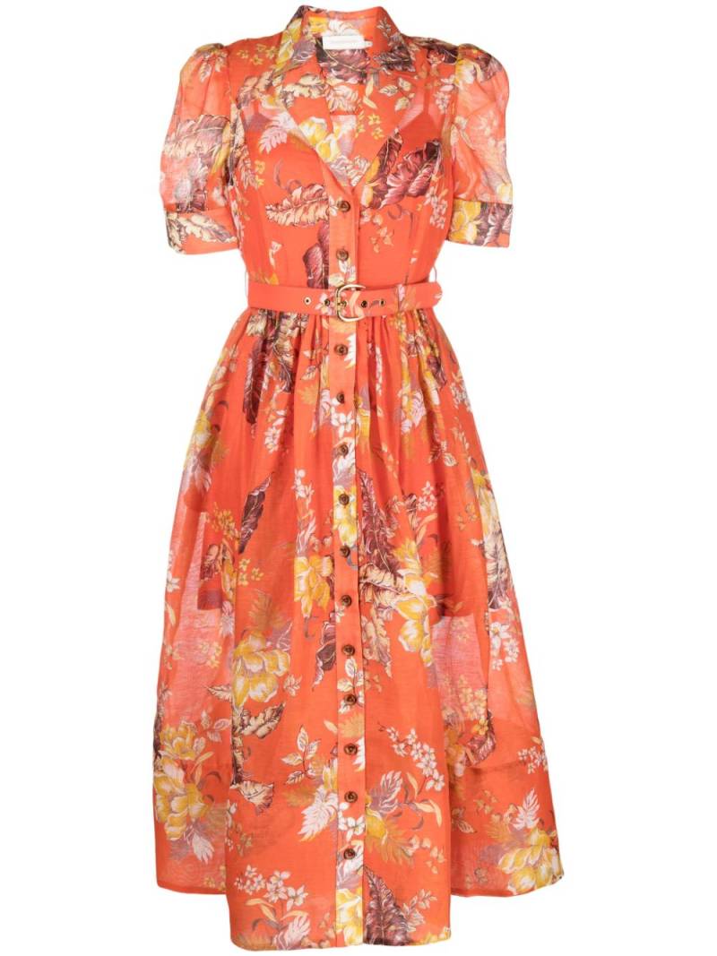 ZIMMERMANN Matchmaker floral-print midi shirtdress - Orange von ZIMMERMANN