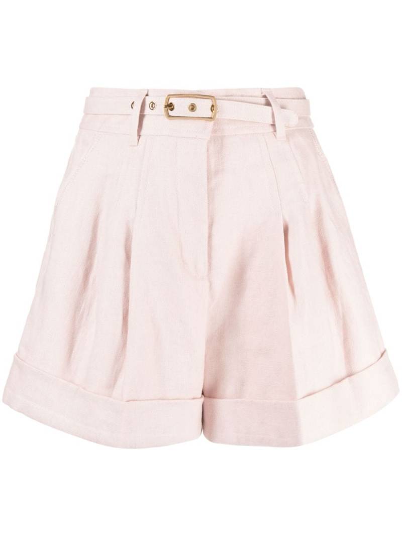 ZIMMERMANN Matchmaker belted linen shorts - Pink von ZIMMERMANN