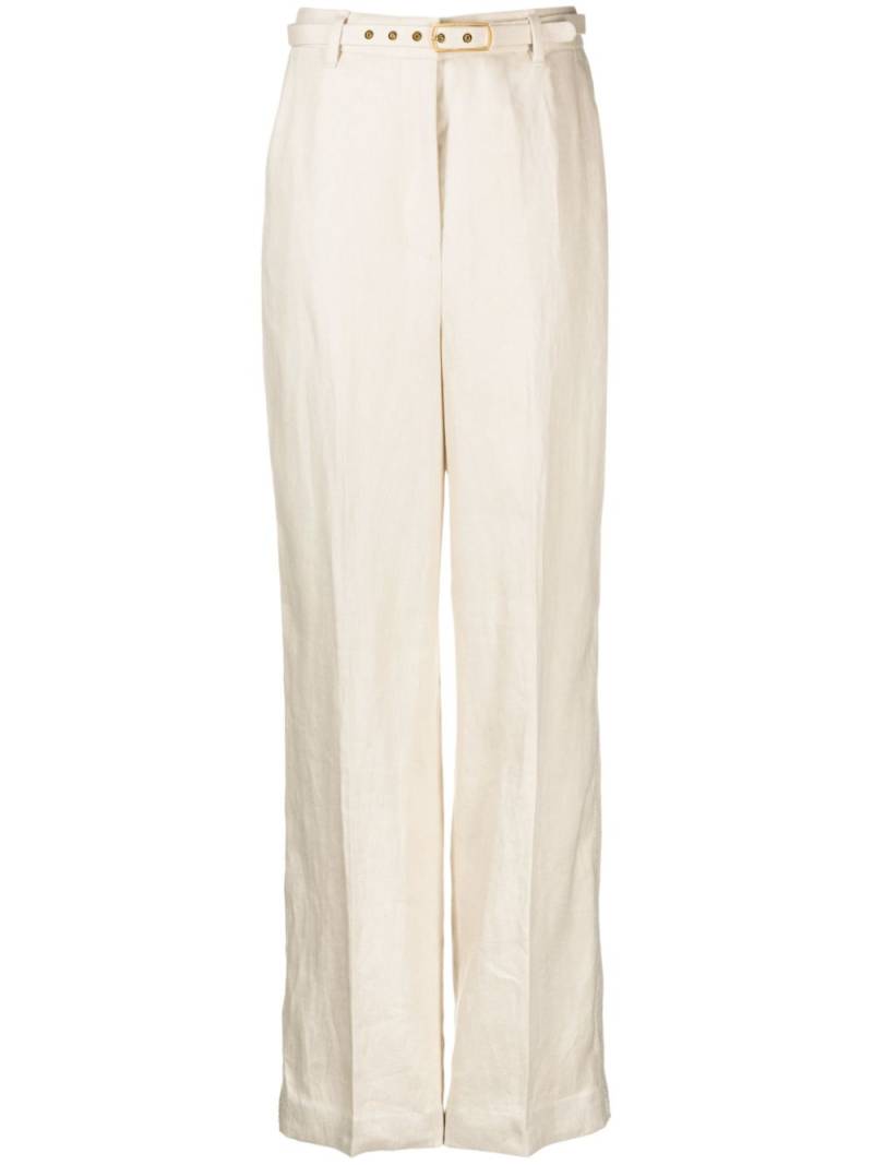 ZIMMERMANN Matchmaker straight-leg linen trousers - Neutrals von ZIMMERMANN