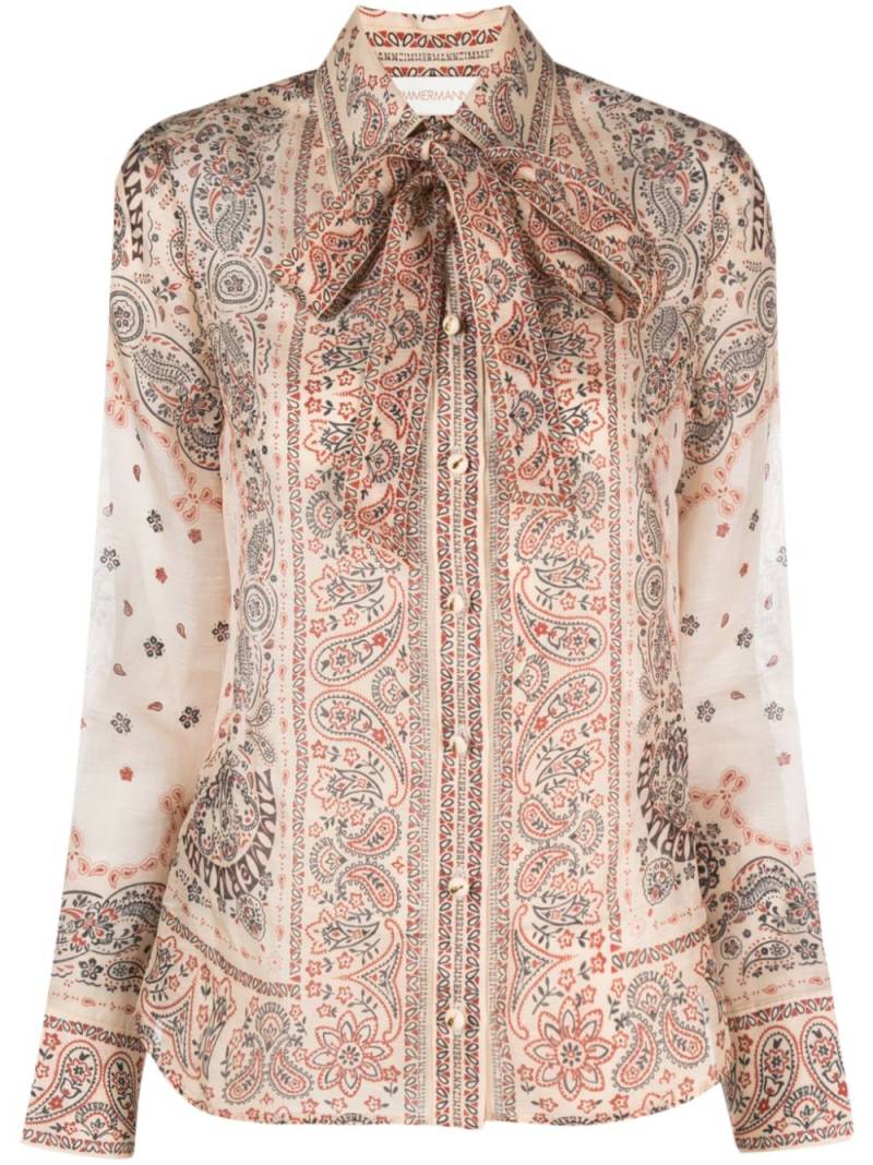 ZIMMERMANN Matchmaker tie-neck blouse - Neutrals von ZIMMERMANN