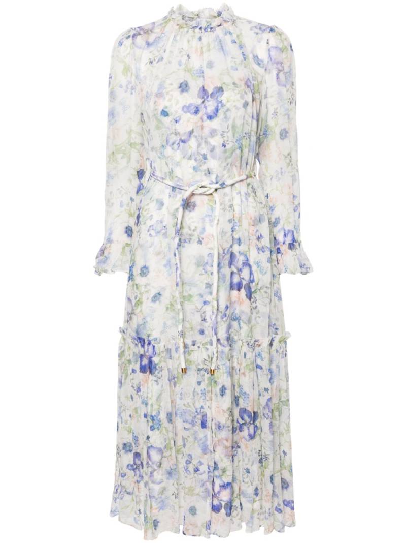 ZIMMERMANN Natura belted midi dress - White von ZIMMERMANN