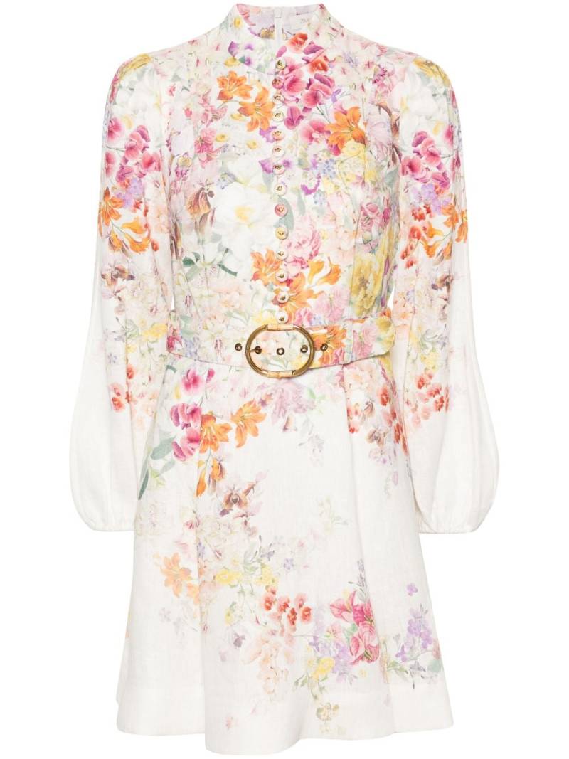 ZIMMERMANN Natura floral-print minidress - White von ZIMMERMANN