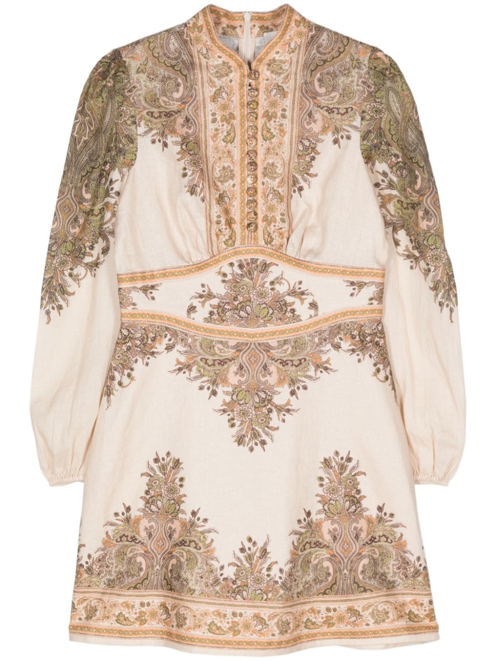 ZIMMERMANN Natura paisley-print mini dress - Neutrals von ZIMMERMANN