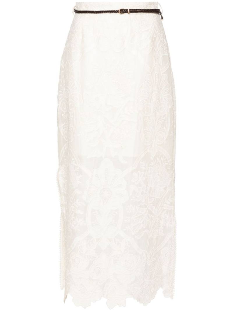 ZIMMERMANN Ottie embroidered midi skirt - Neutrals von ZIMMERMANN