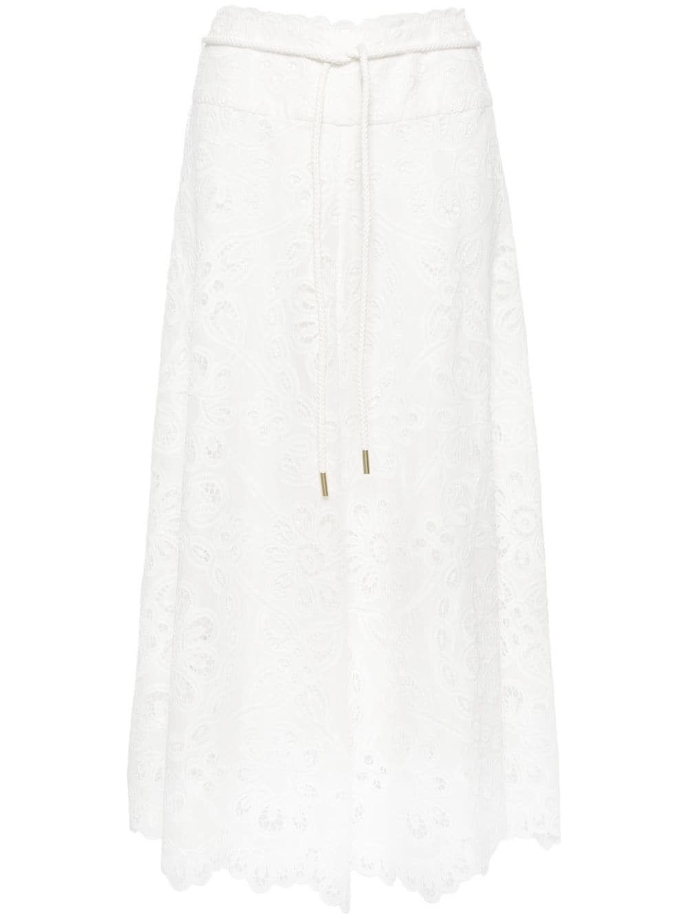 ZIMMERMANN Ottie flared midi skirt - White von ZIMMERMANN