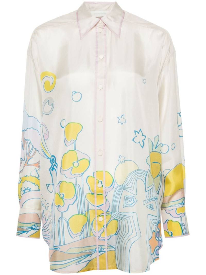 ZIMMERMANN Pop graphic-print silk shirt - Neutrals von ZIMMERMANN