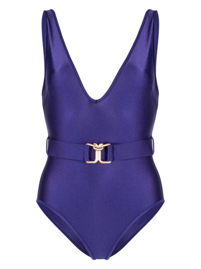 ZIMMERMANN Raie Knot plunging V-neck swimsuit - Purple von ZIMMERMANN