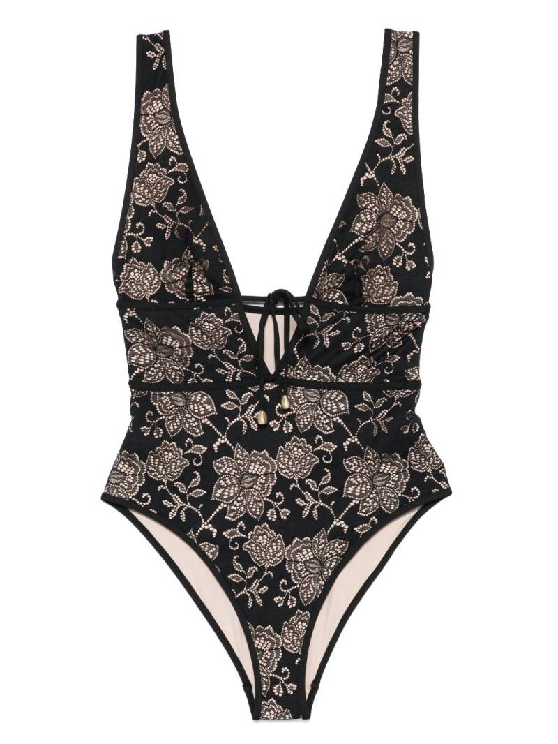 ZIMMERMANN Tallow Lace Plunge swimsuit - Black von ZIMMERMANN