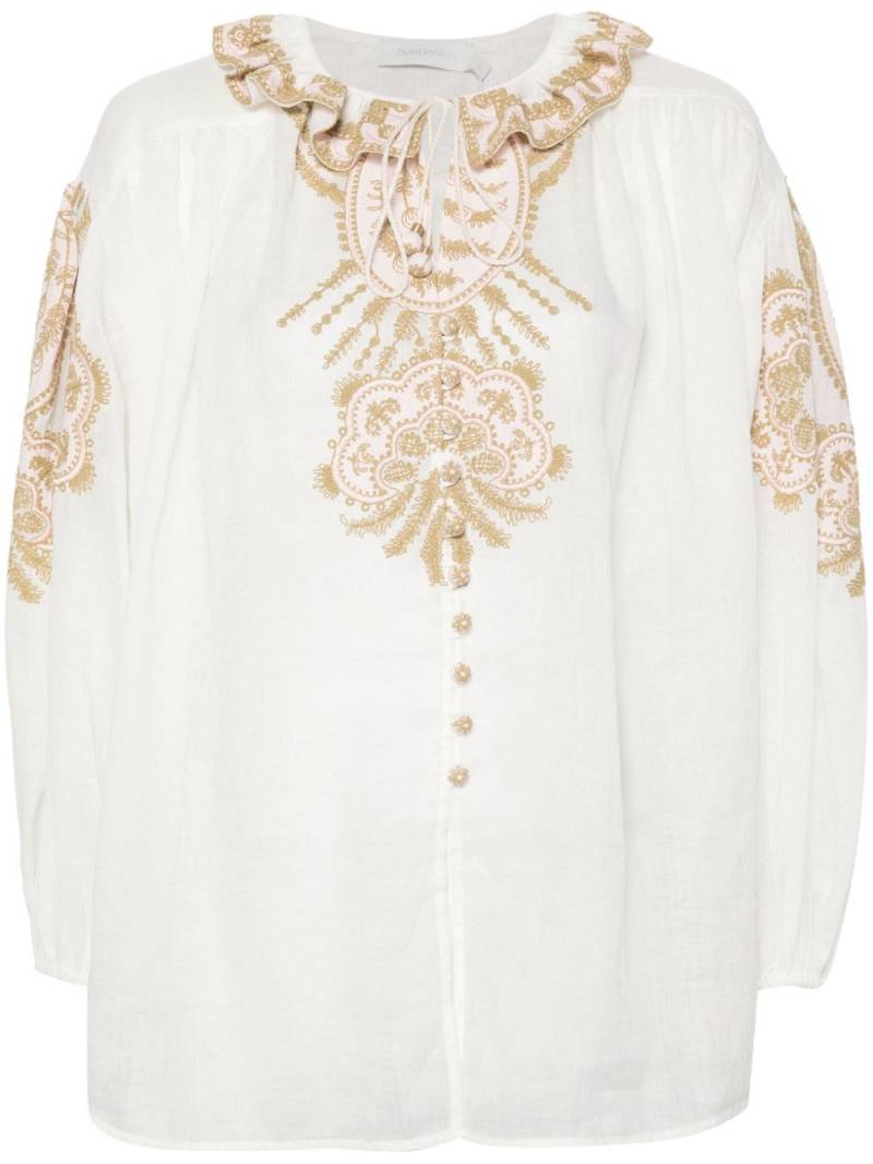 ZIMMERMANN Waverly-embroidered blouse - Neutrals von ZIMMERMANN