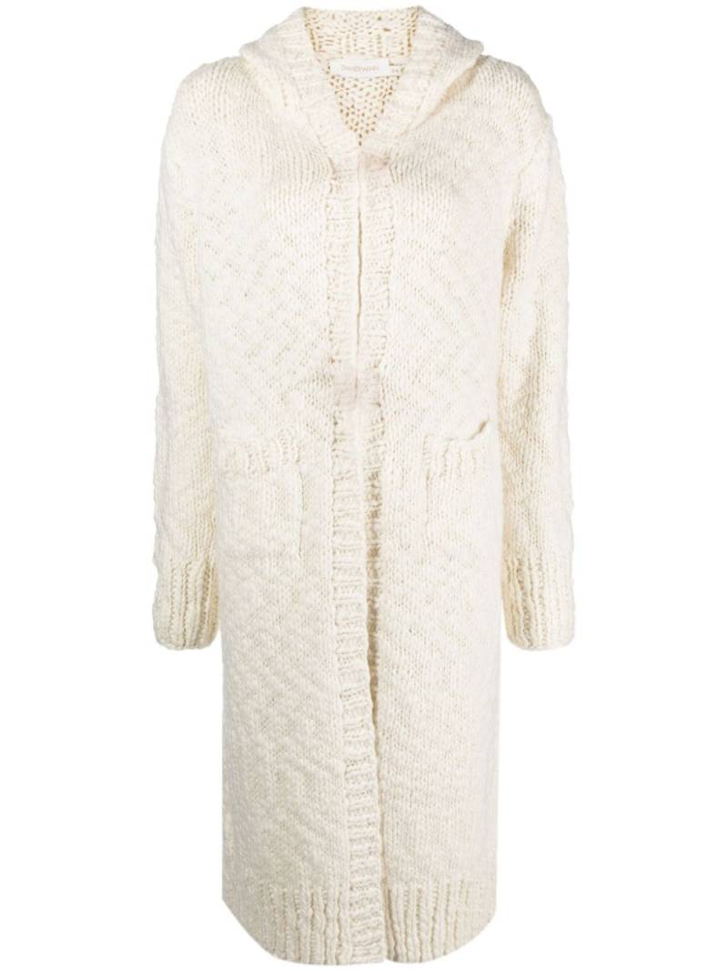 ZIMMERMANN Wilk hooded wool cardi-coat - White von ZIMMERMANN