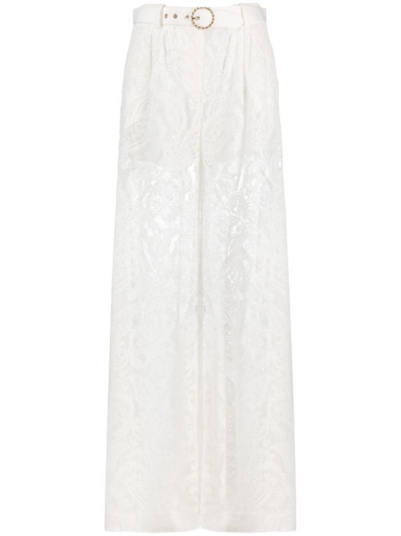 ZIMMERMANN Wonderland Lace wide-leg trousers - Neutrals von ZIMMERMANN