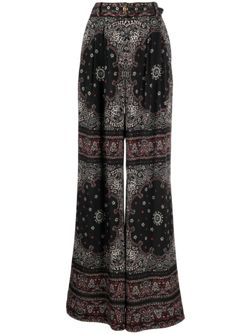 ZIMMERMANN bandana-print wide-leg trousers - Black von ZIMMERMANN