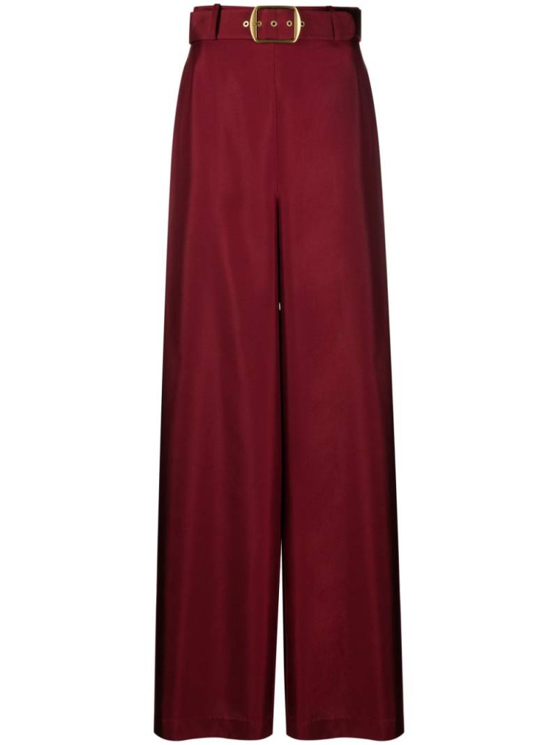 ZIMMERMANN belted silk wide-leg trousers - Red von ZIMMERMANN