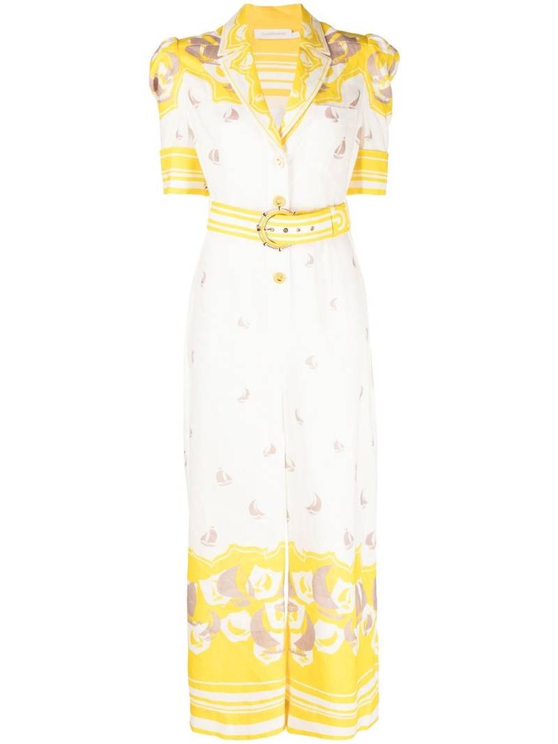 ZIMMERMANN boat-print belted jumpsuit - White von ZIMMERMANN