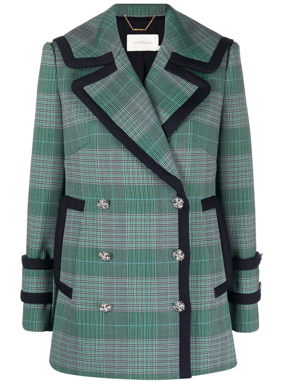 ZIMMERMANN check-pattern double-breasted jacket - Green von ZIMMERMANN