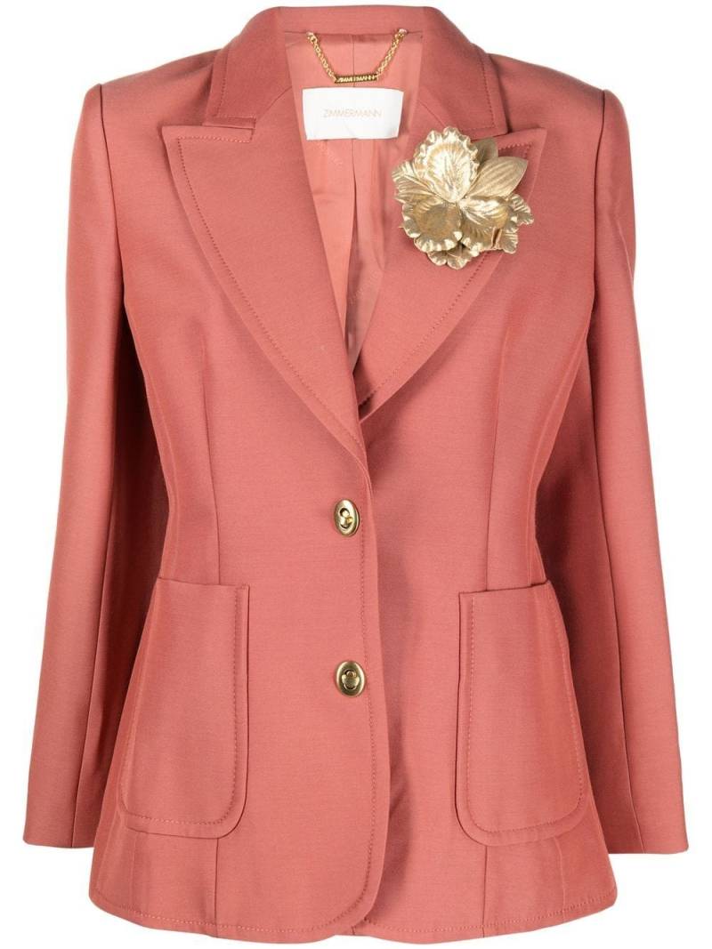 ZIMMERMANN floral-appliqué single-breasted blazer - Pink von ZIMMERMANN