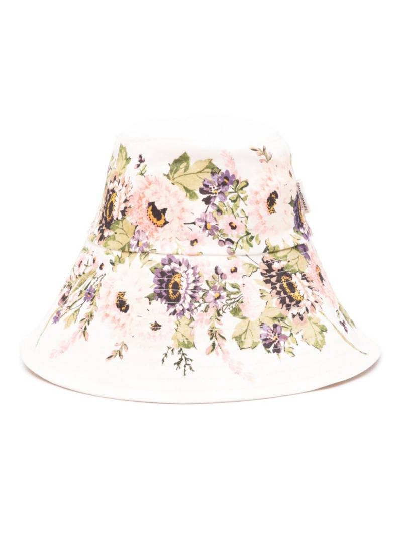 ZIMMERMANN floral-print linen bucket hat - Pink von ZIMMERMANN