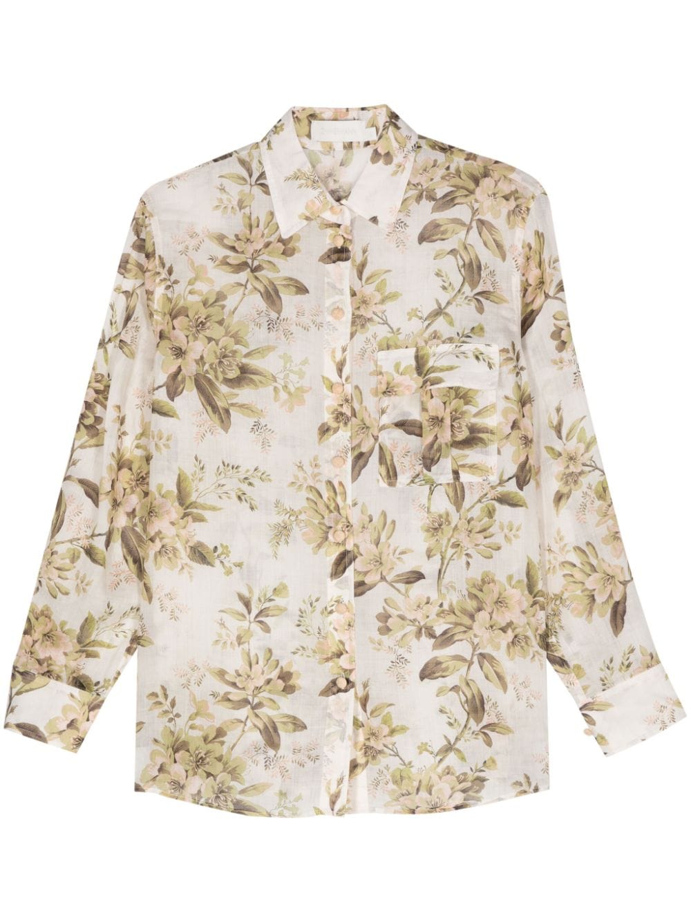 ZIMMERMANN floral-print ramie shirt - Neutrals von ZIMMERMANN