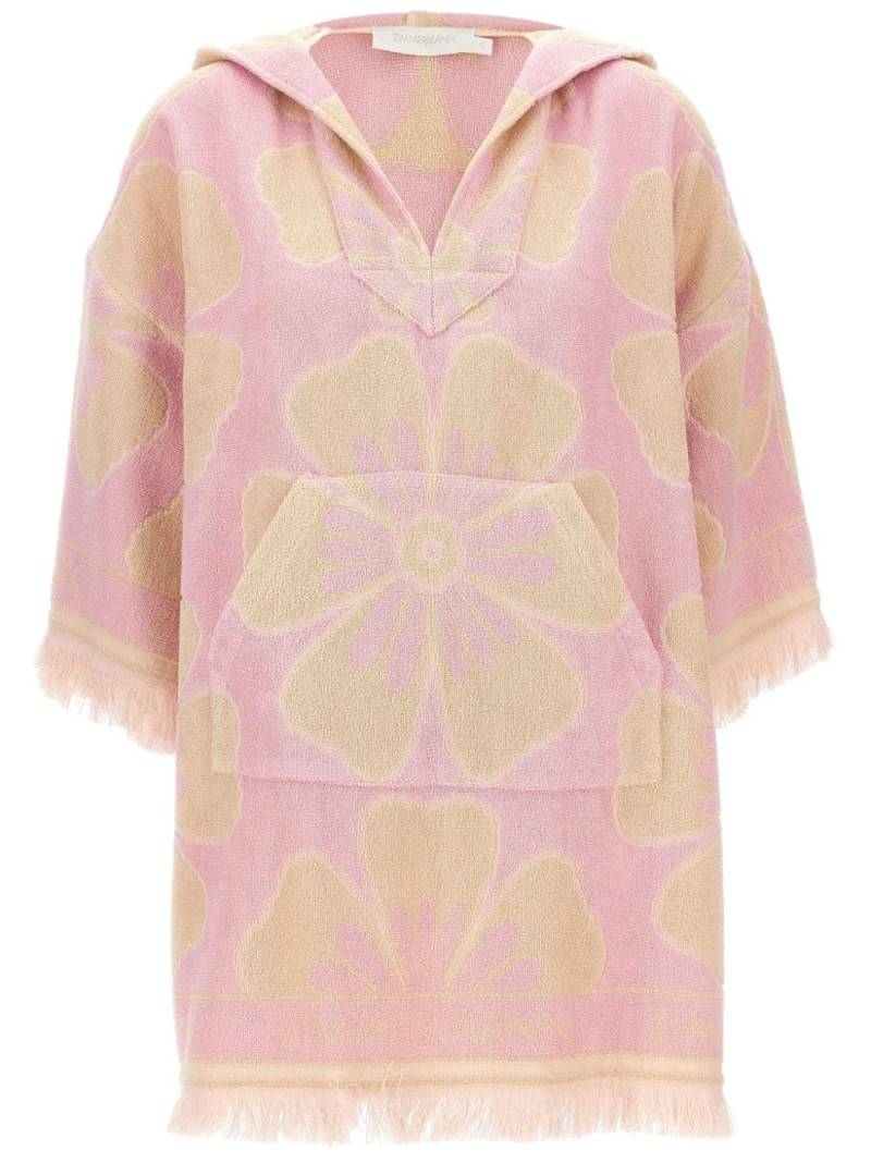 ZIMMERMANN floral print towelled hooded beach dress - Pink von ZIMMERMANN