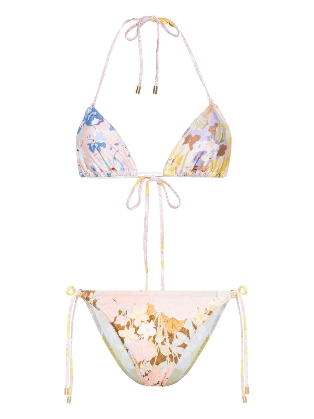 ZIMMERMANN floral-print triangle bikini - Neutrals von ZIMMERMANN