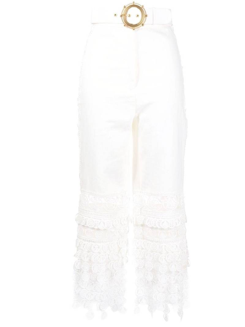 ZIMMERMANN high-waisted embroidered-design trousers - White von ZIMMERMANN